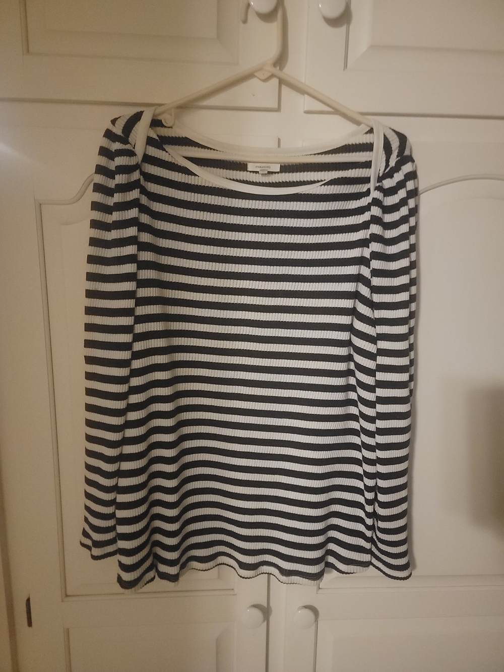 Maurices Blue & White Striped Long Sleeve Ribbed Top